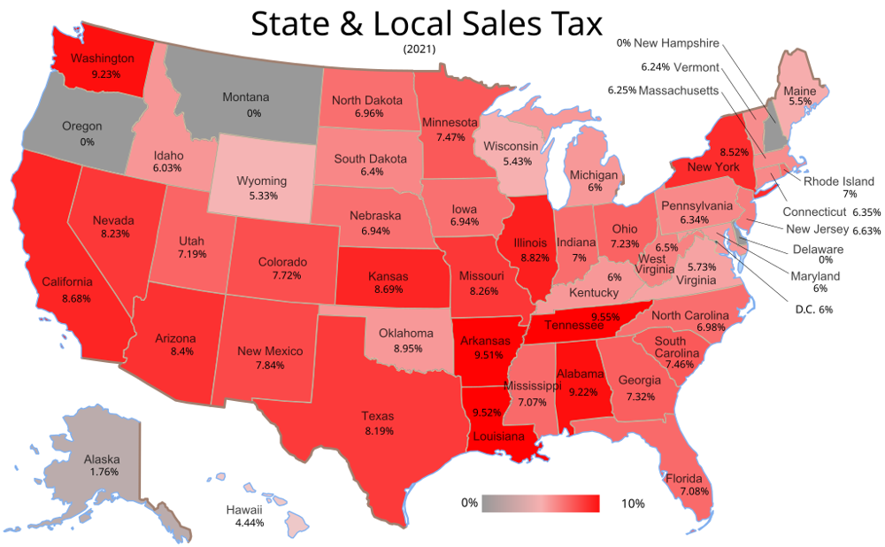 Sales tax rates vary by state map sales tax for services the ultimate how to guide Map of Sales Tax Rates by State